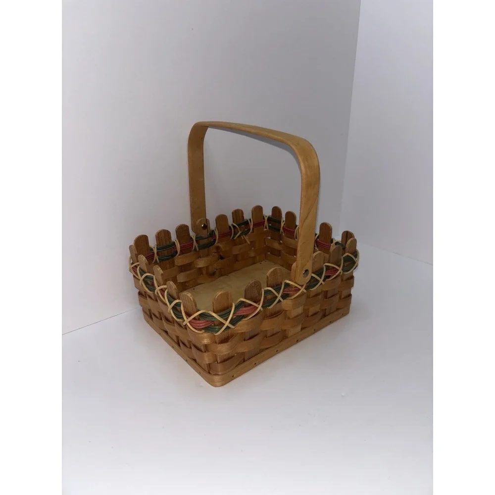 Primitive Vintage Hand Woven‎ Oak Slat Sm Gathering Basket Berry